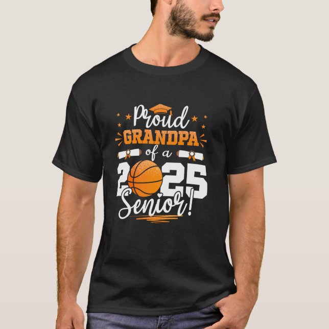T-shirt Fier Grand-Père D'Un Basket-Ball Diplômé De 2025 (Devant)