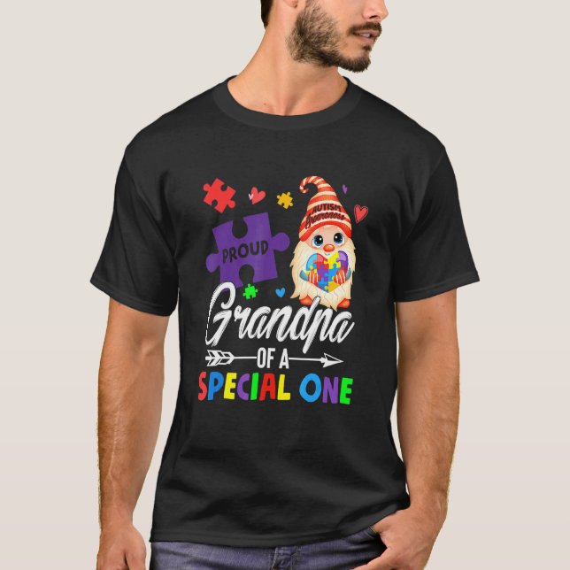 T-shirt Fier grand-père d'un gnome de puzzle spécial Autis (Devant)