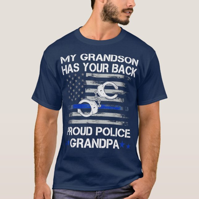 T-shirt Fier grand-père d'un policier Mon petit-fils (Devant)
