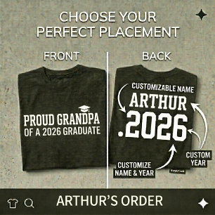 T-shirt FIER GRAND-PÈRE  Promotion 26 Personnalisé Diplômé