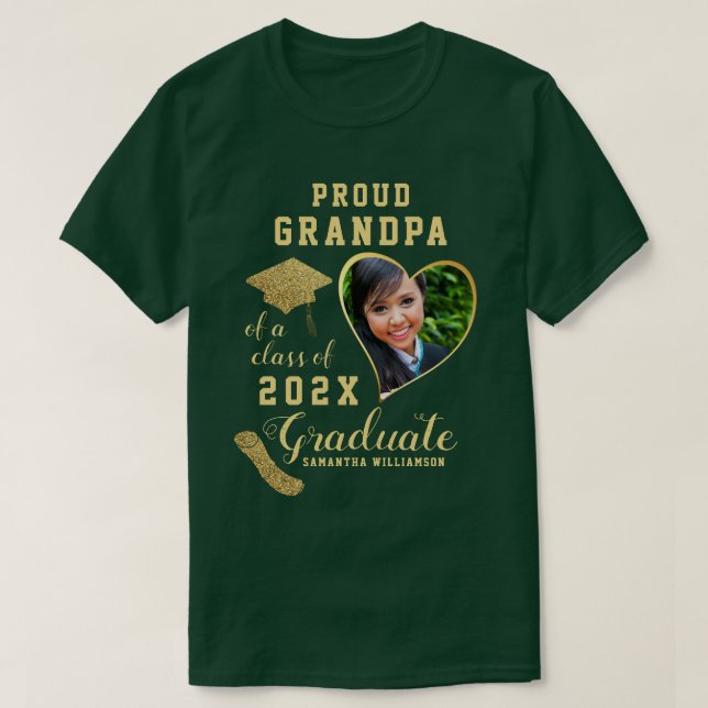 T-shirt Fier grand-père sur mesure d'une classe de 2025 Gr (Design devant)