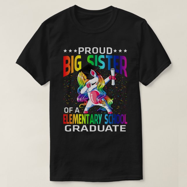 T-shirt Fier Grande Soeur D'Un Diplômé De L'École Primaire (Design devant)