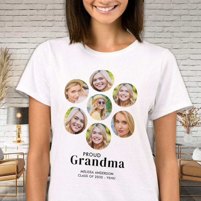 T-shirt Fier GRANDMA Custom 7 Photo Collage Graduation (Créateur téléchargé)