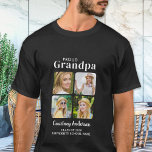 T-shirt Fier GRANDMPA Moderne Personnalisé 4 Photo Graduat<br><div class="desc">Félicitations pour le diplôme de votre petit-enfant ! En tant que grand-père fier, vous méritez de montrer votre amour et votre soutien avec un t-shirt personnalisé. Ce design rétro-moderne présente un collage photo présentant quatre de vos souvenirs préférés avec votre diplômé. Que ce soit au lycée, au collège ou à...</div>