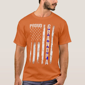T-shirt Fier Grandpahin Ligne Bleue Drapeau Américain Poli