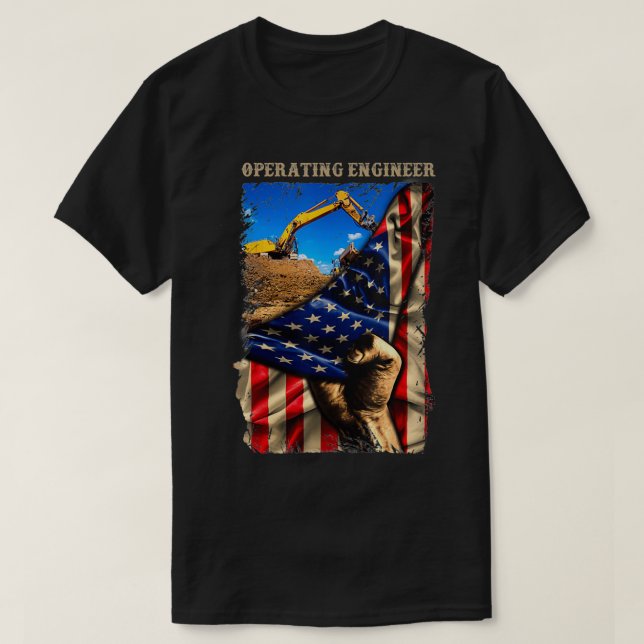 T-shirt Fier ingénieur d'exploitation American Flag Love J (Design devant)