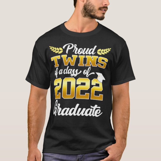 T-shirt Fier jumeaux d'une classe de 2022 Diplômé Senior 2 (Devant)