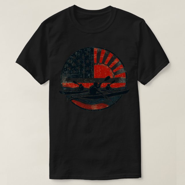 T-shirt Fier Kayaker Paddle à travers le drapeau d'eau usa (Design devant)