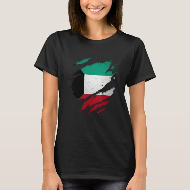 T-shirt Fier koweïtien Drapeau du Koweït déchiré (Devant)