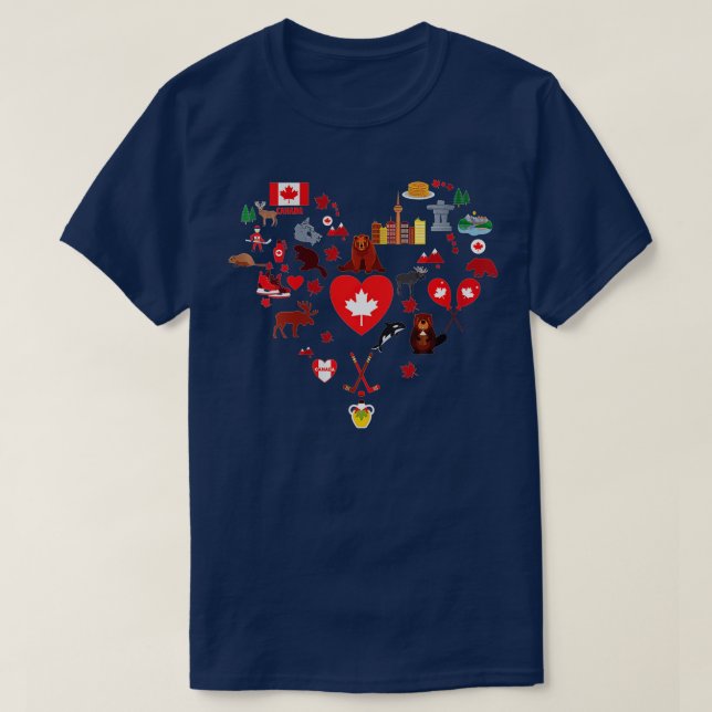 T-shirt Fier Les Symboles Canadiens Fabriqués Au Canada En (Design devant)