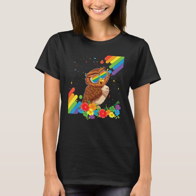 T-shirt Fier Lgbt Gay Owl Pride Drapeau Rainbow Lgbtq Lesb (Devant)