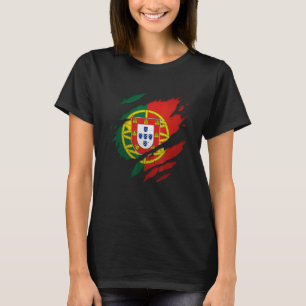 T-shirt Fier maillot portugais déchiré drapeau portugais