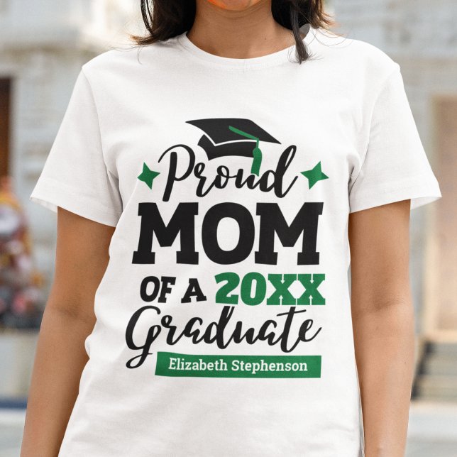 T-shirt Fier Maman de 2023 diplômé noir vert casquette tas (Créateur téléchargé)