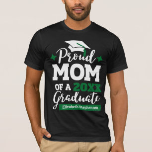 T-shirt Fier Maman de 2023 diplômé noir vert casquette tas