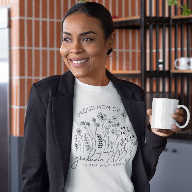 T-shirt Fier Maman Diplômée Blooming Fleur sauvage Moderne (Créateur téléchargé)