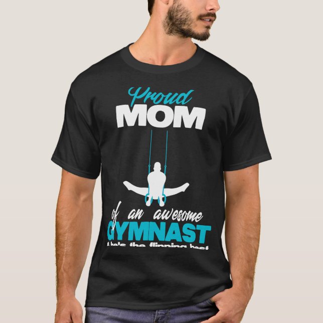 T-shirt Fier Maman d'un garçon génial Gymnaste Rings Compe (Devant)
