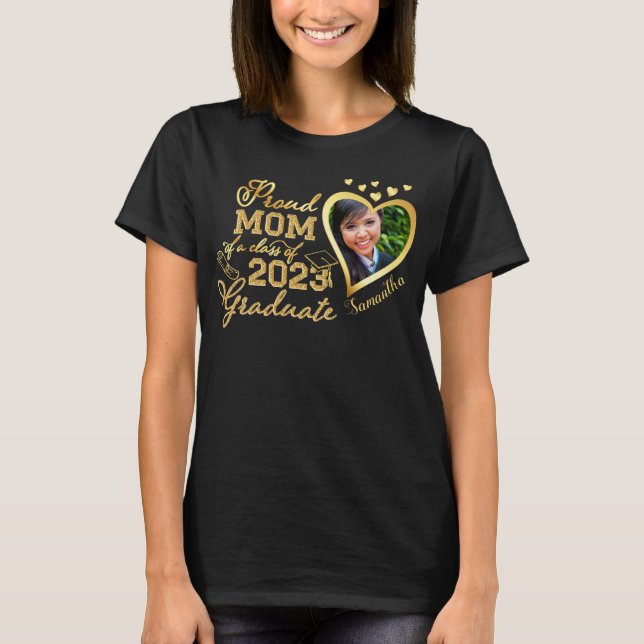 T-shirt Fier Maman d'une classe de 2023 Graduate Photo Hea (Devant)