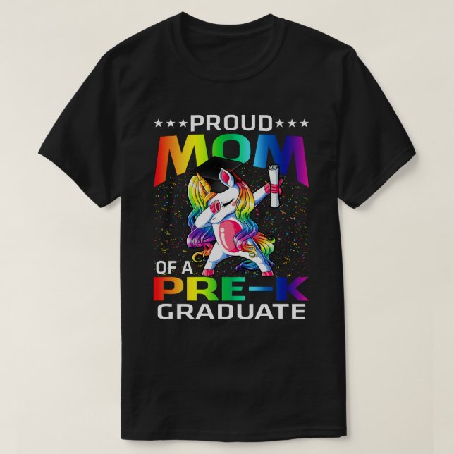 T-shirt Fier Maman D'Une Unicorne Pré-K Graduate (Design devant)