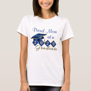 T-shirt Fier Maman Graduation Bleu & Or