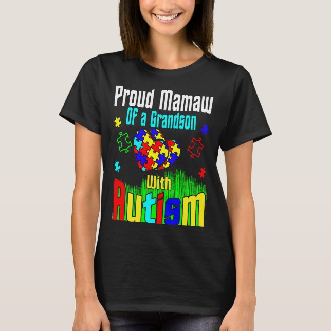 T-shirt Fier Mamaw D'Un Petit-Fils Autiste (Devant)