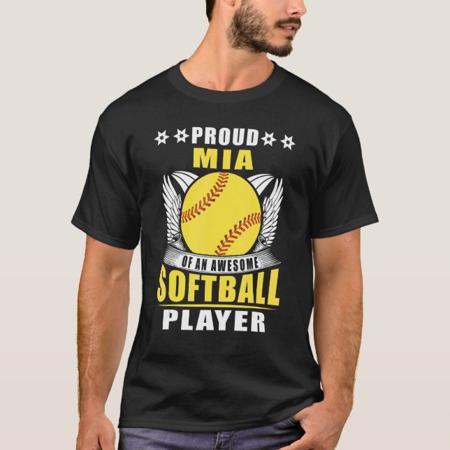 T-shirt Fier Mia D'Un Super Softball Player Softball M (Devant)