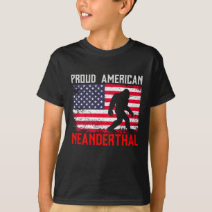 T-shirt Fier Nandertal américain États-Unis Drapeau & Bi