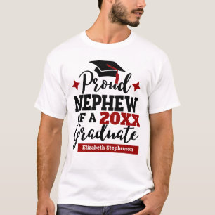 T-shirt Fier neveu diplômé 2022 nom écusson rouge noir