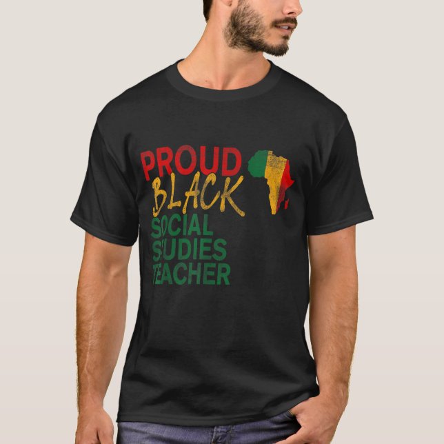 T-shirt Fier Noir Enseignant d'études sociales afro améric (Devant)