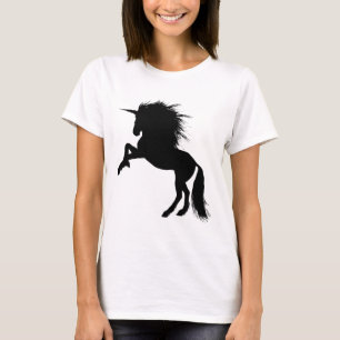 T-shirt Fier noir Unicorne Silhouette Imaginaire animal, Z
