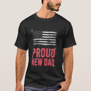 T-shirt Fier Nouveau Papa Fille Bébé Drapeau Usa