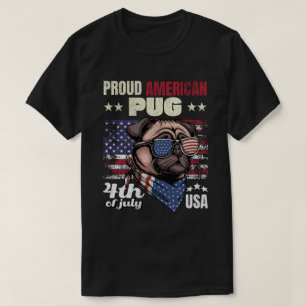 T-shirt Fier orgueilleux pug américain 4 juillet USA Cadea
