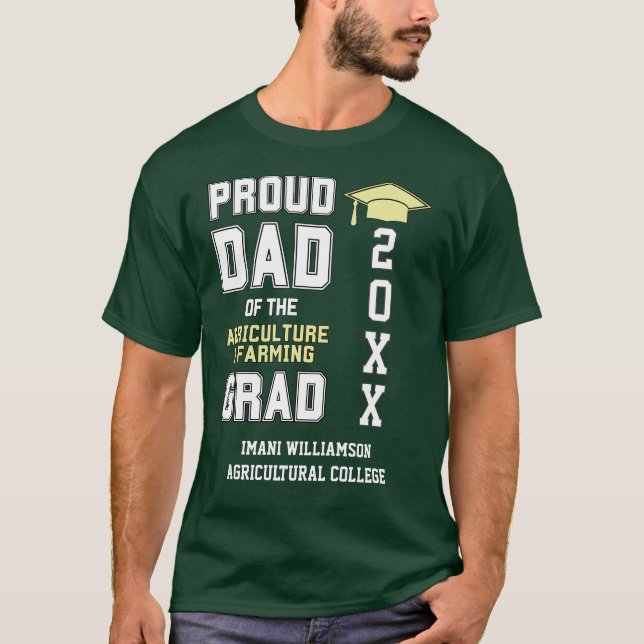 T-shirt Fier Papa de l'agriculture Grad 20XX Graduation (Devant)