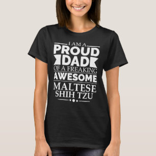 T-shirt Fier Papa De Maltese Chih Tzu Chien Maltais Superb