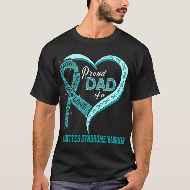 T-shirt Fier papa du guerrier du syndrome d'une Tourette (Devant)