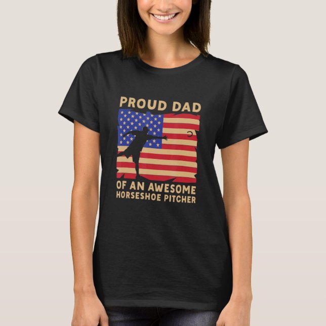 T-shirt Fier Papa D'Un Awsome Horseshoe Pitcher Jetant (Devant)