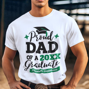 T-shirt Fier papa d'un diplômé de 2022 noir vert nom casqu