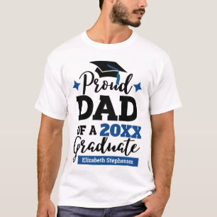 T-shirt Fier papa d'un diplômé de 2023 noir bleu nom casqu