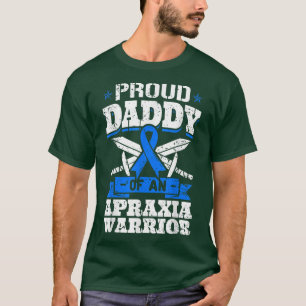 T-shirt Fier Papa D'Un Guerrier Apraia Blue Awareness Ri