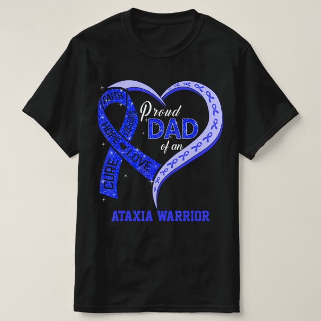 T-shirt Fier Papa D'Un Guerrier Ataxia Bleu Ribbon Matchin (Design devant)