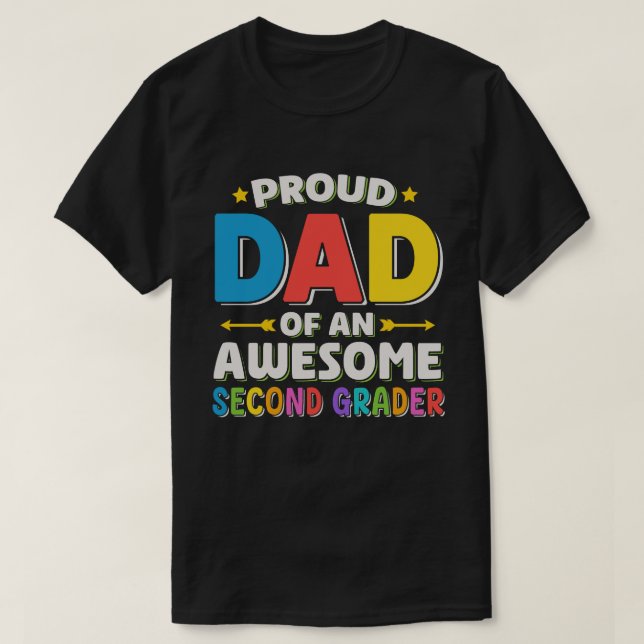 T-shirt Fier Papa D'Un Superbe Deuxième Grand. (Design devant)