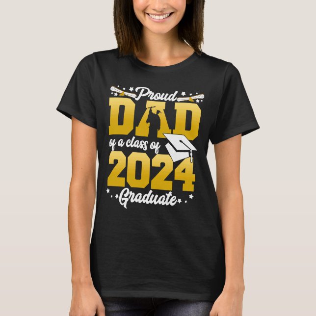 T-shirt Fier Papa D'Une Classe De 2024 Diplômé 2 (Devant)