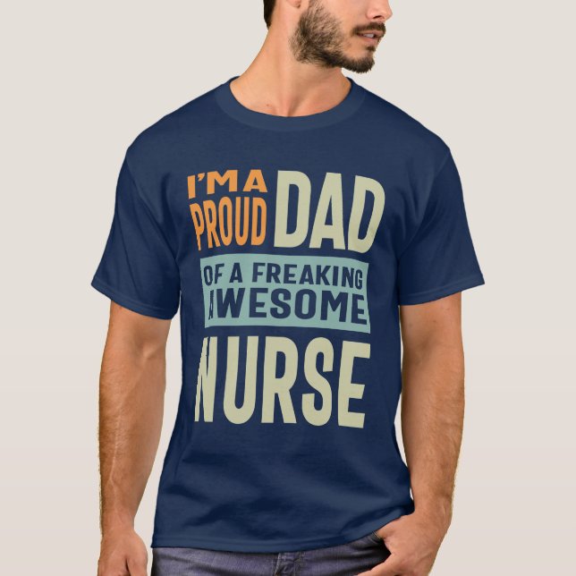 T-shirt Fier papa d'une infirmière géniale (Devant)
