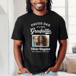 T-shirt Fier papa d'une photo personnalisée noire de 2025