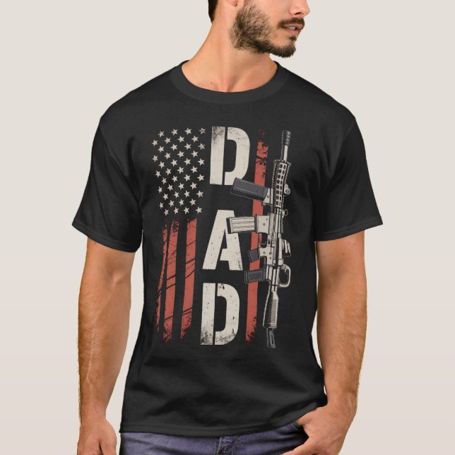 T-shirt Fier papa Fête des pères du drapeau américain (Devant)