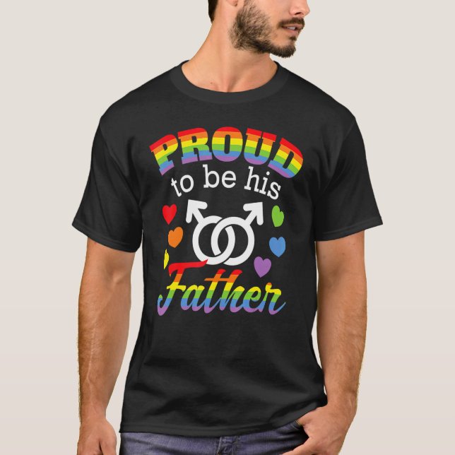 T-shirt Fier Papa Gay Son Rainbow Pride drapeau LGBTQ Pare (Devant)