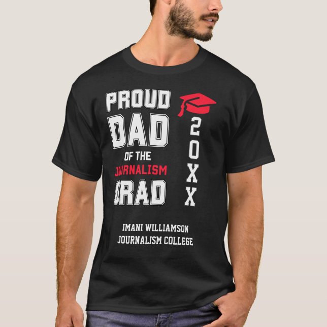 T-shirt Fier Papa JOURNALISME Grad Fête des pères Diplôme (Devant)