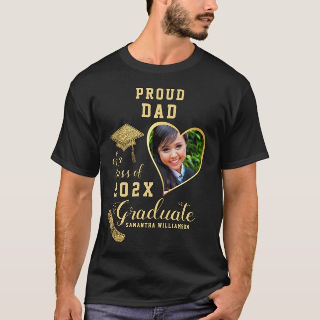 T-shirt Fier papa sur mesure d'une classe de 2025 Graduate (Devant)