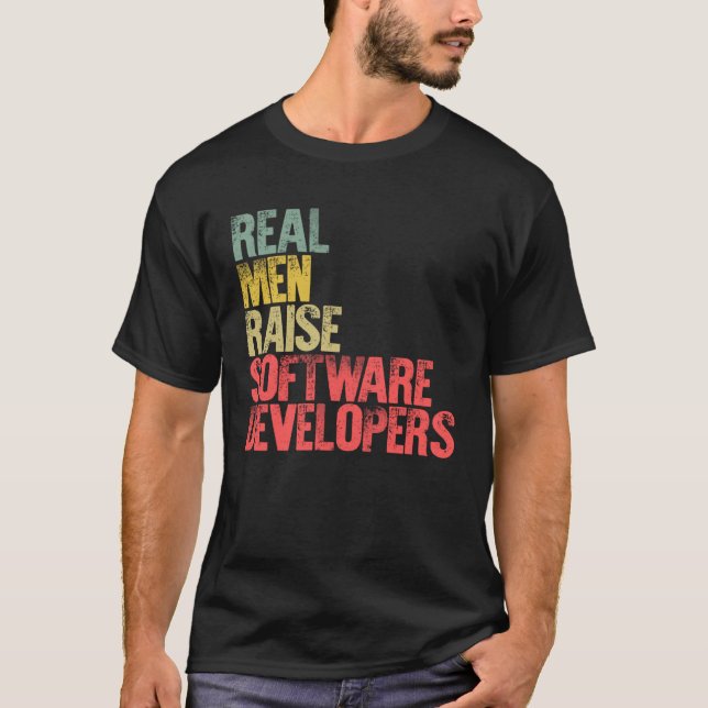T-shirt Fier Papa Vrais Hommes Élevez Les Développeurs Log (Devant)