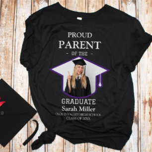 T-shirt Fier parent du diplômé avec une photo et un nom