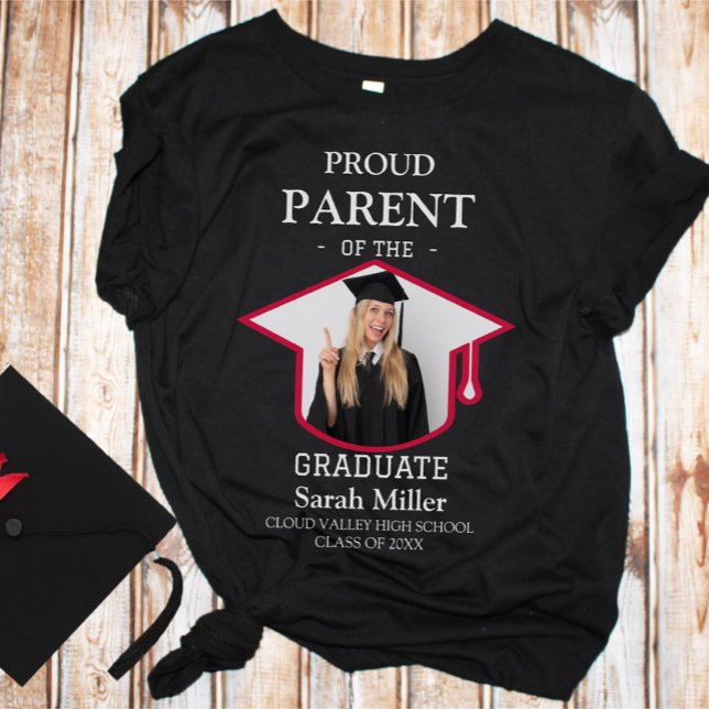 T-shirt Fier parent du diplômé avec une photo et un nom (Créateur téléchargé)